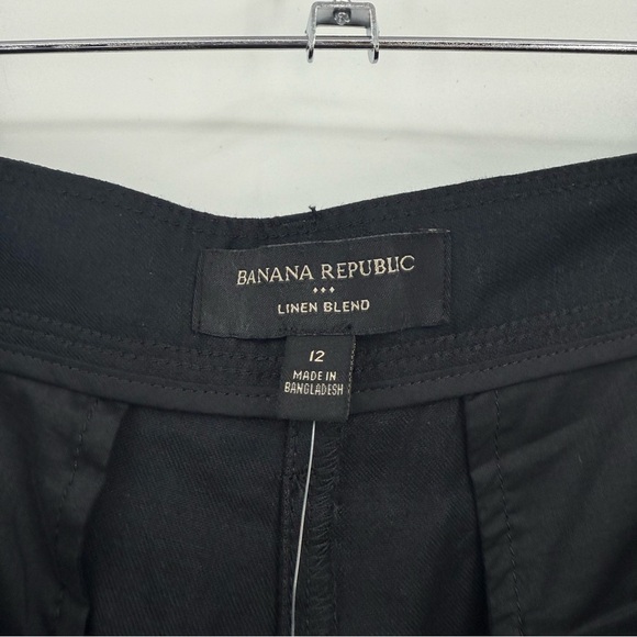 Banana Republic Linen-Blend Wide Leg Pleated Trouser in Black Size 12 - Picture 8 of 11